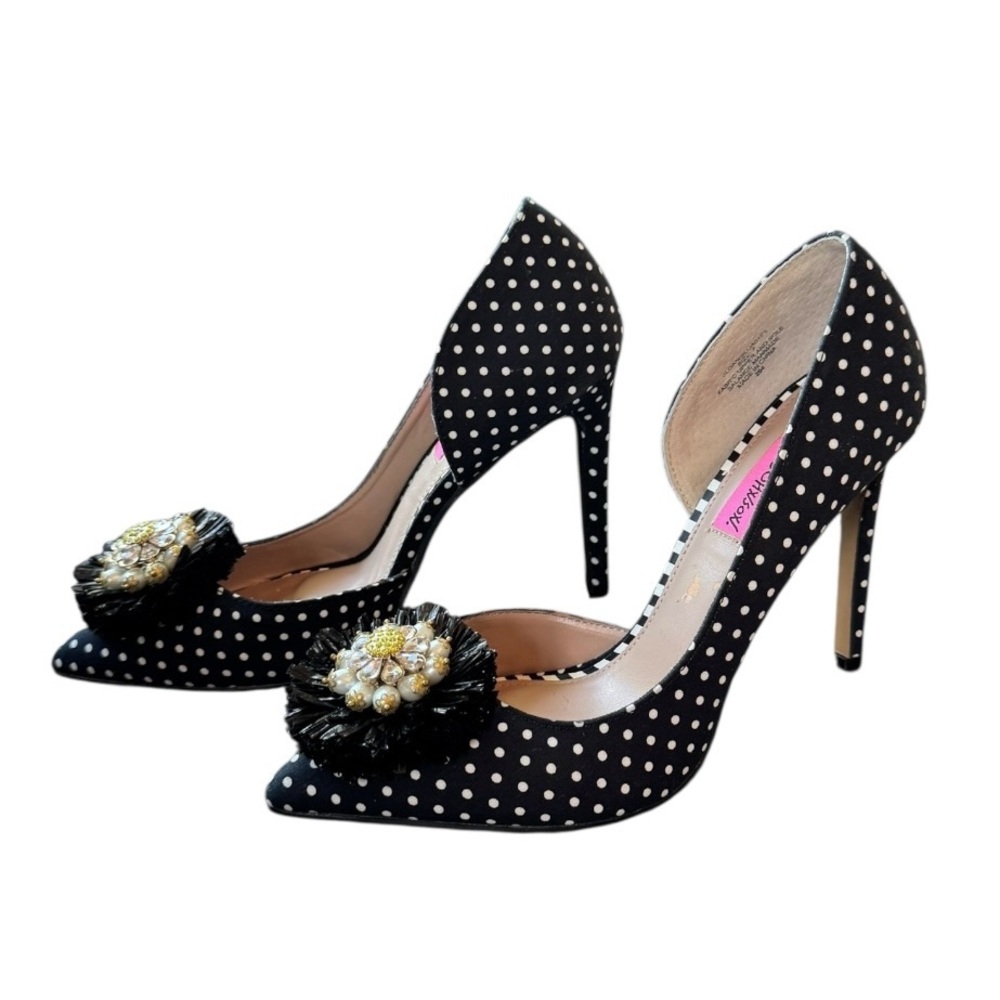 Betsey Johnson Black and White Polka Dot Pump Heels